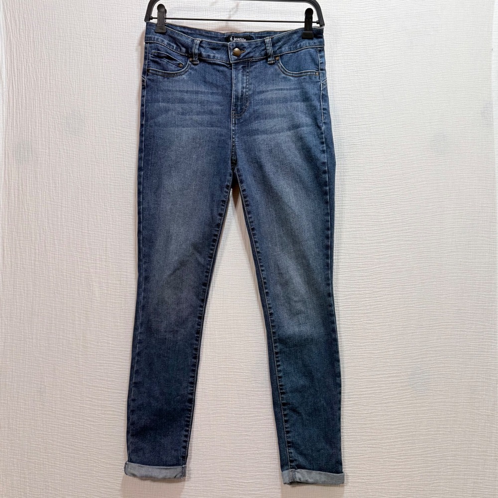 d.jeans Skinny Jeans Womens 6 Blue Medium Wash‎ Heart Yoke Cuffed Stretch Denim